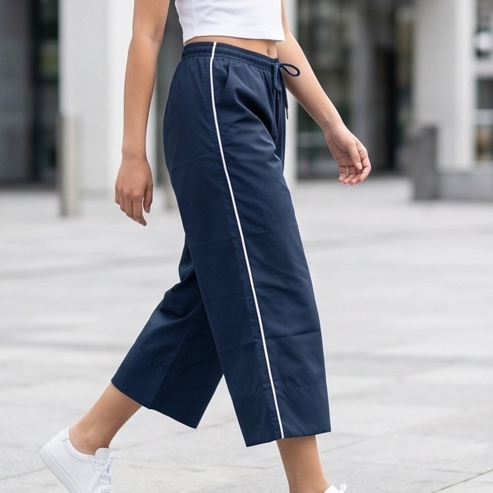 Chico's 3 Felix Twill Coastal Pant CP Sapphire Navy Blue Side Stripe XL NWT
